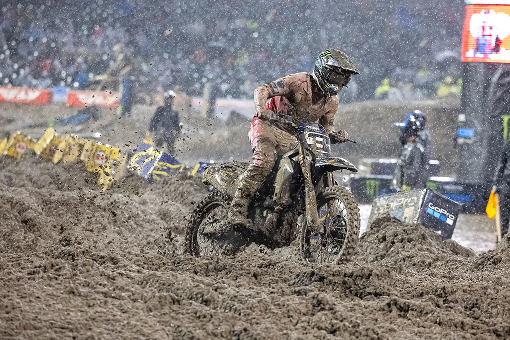 Monster Energy Yamaha Star Racing’s Eli Tomac rode superbly to finish second in challenging conditions at San Francisco Supercross, strengthening his position in the 450SX title chase