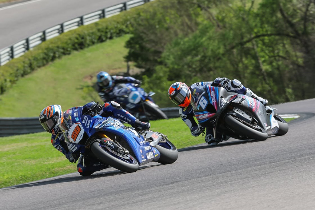 Attack Performance Progressive Yamaha Racing’s Bobby Fong and Jake Gagne finish second and third, respectively, in MotoAmerica Superbike Race 1 at Barber Motorsports Park