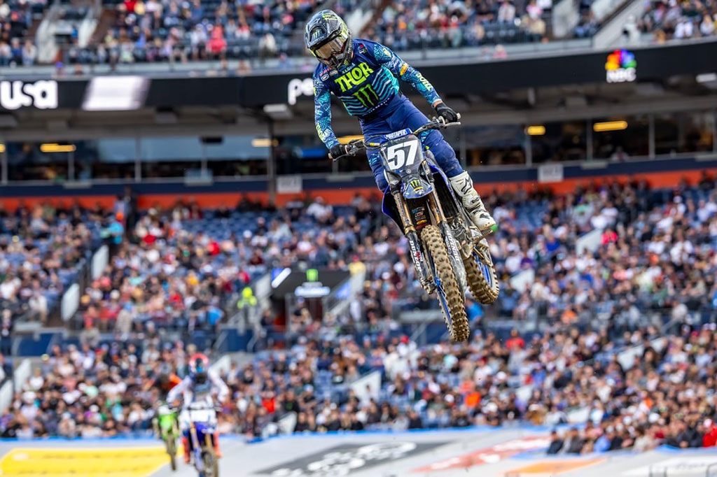Monster Energy Yamaha Star Racing’s Nate Thrasher and Jordon Smith finish fourth and fifth, respectively, in tricky conditions at the penultimate 250SX West round in Denver