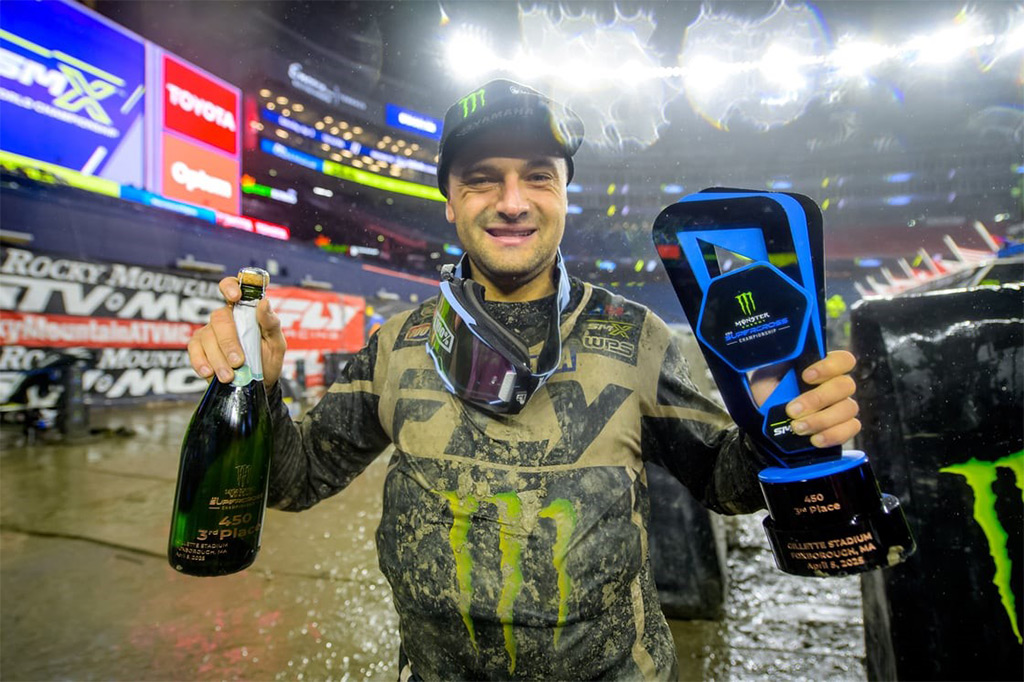 Monster Energy Yamaha Star Racing’s Cooper Webb finishes third and expands points lead on a wild night of mud racing at Gillette Stadium