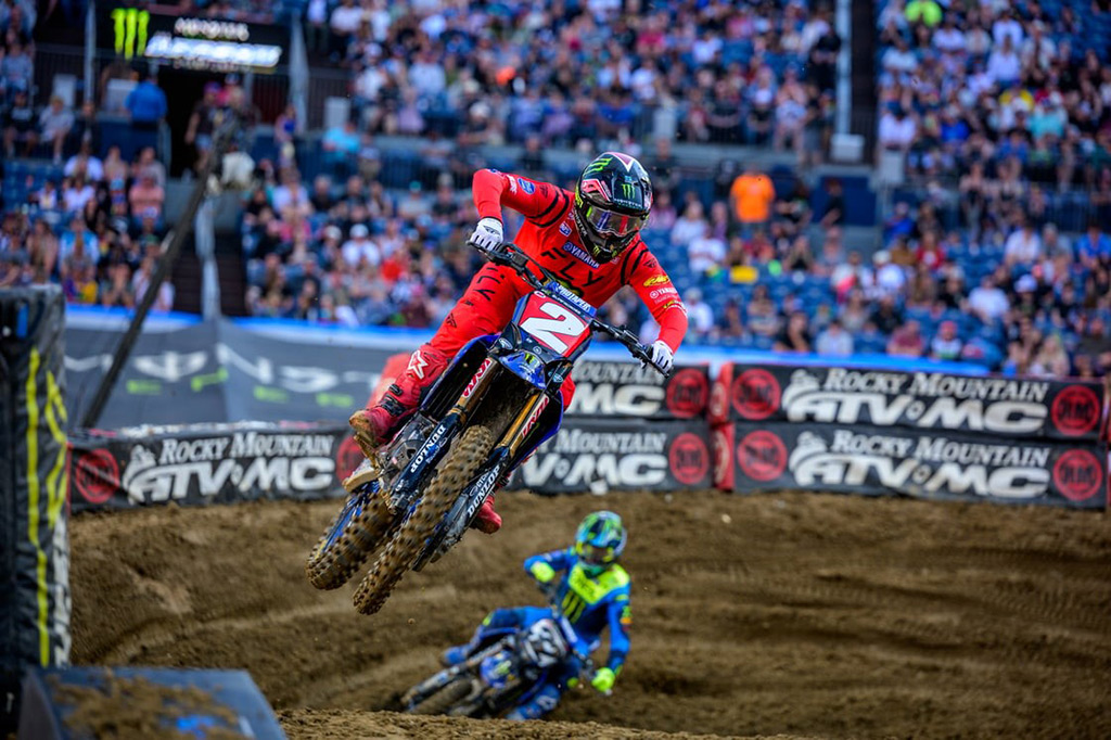 Monster Energy Yamaha Star Racing’s Cooper Webb and Justin Cooper finish second and third, respectively, at Denver Supercross