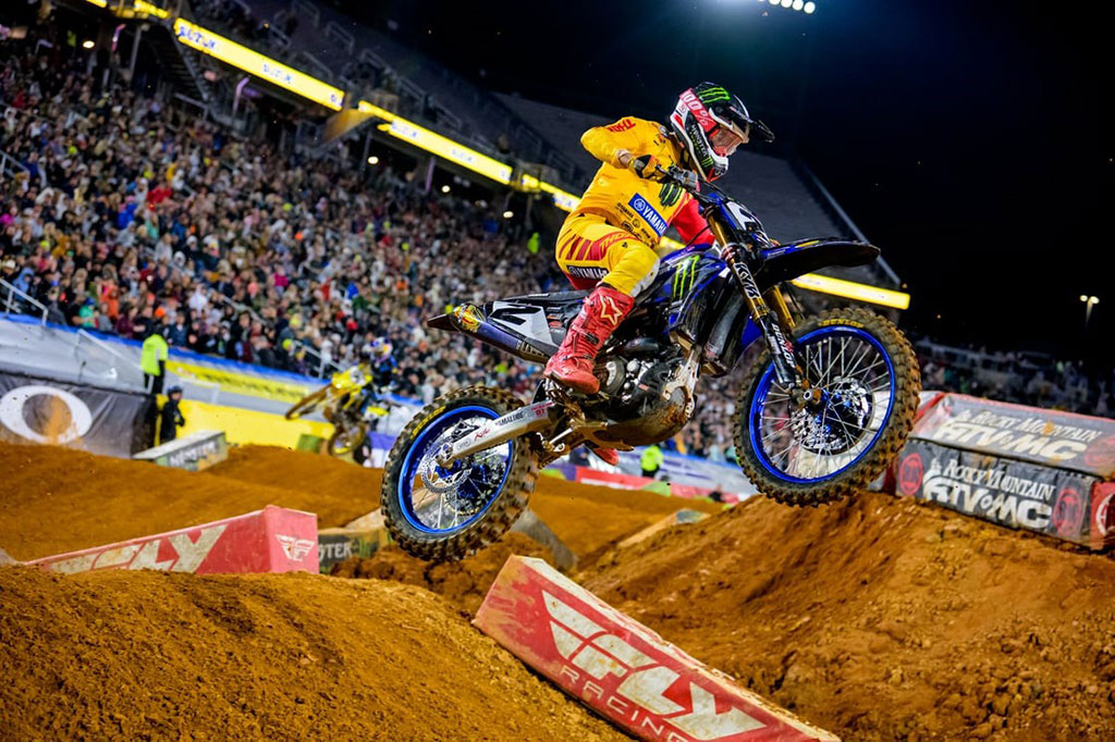 Monster Energy Yamaha Star Racing’s Cooper Webb returned to the podium with a solid second-place finish at Protective Stadium